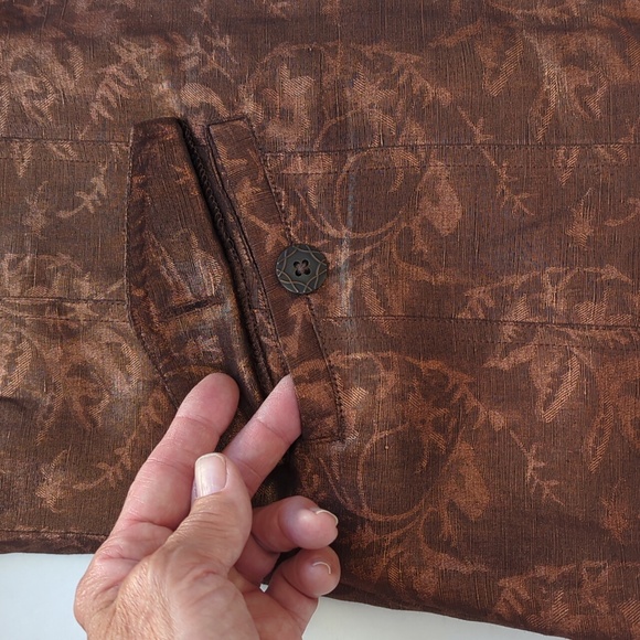 Chico's Silk Linen Shimmery Floral Lined Blazer Small Chico's 0 Metallic Bronze - Picture 8 of 14